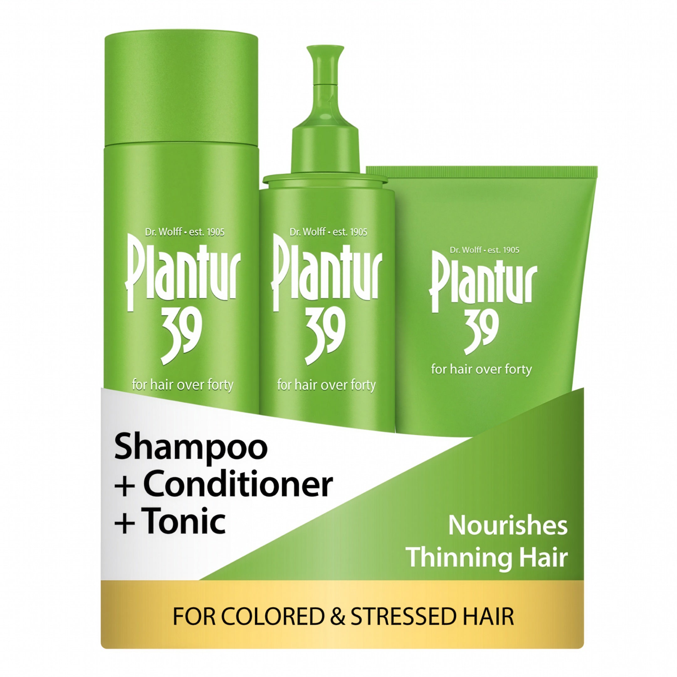 Plantur 39 Phyto-Caffeine Shampoo, Conditioner, Tonic for Colored, Stressed Hair