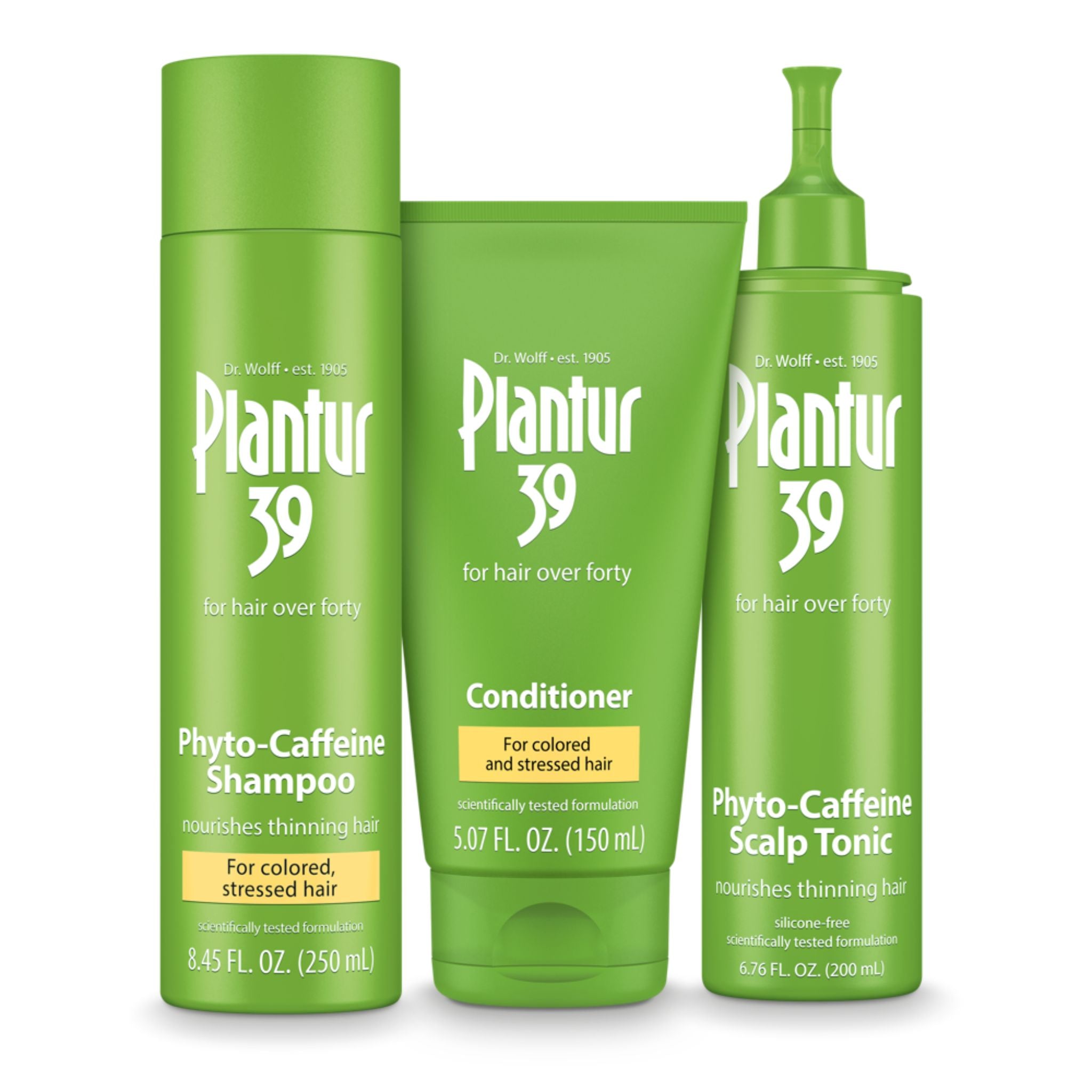 Plantur 39 Phyto-Caffeine Shampoo, Conditioner, Tonic for Colored, Stressed Hair